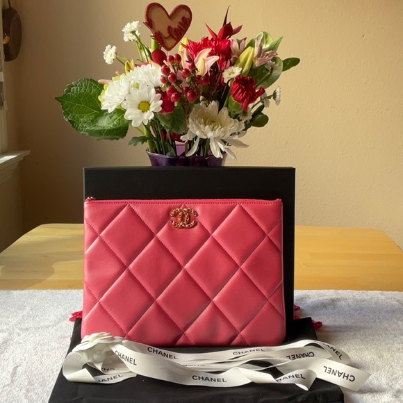 💐 CHANEL 19 POUCH O - CASE IN IRIDESCENT PINK 💐 NWT 💐 - Picture 4 of 16